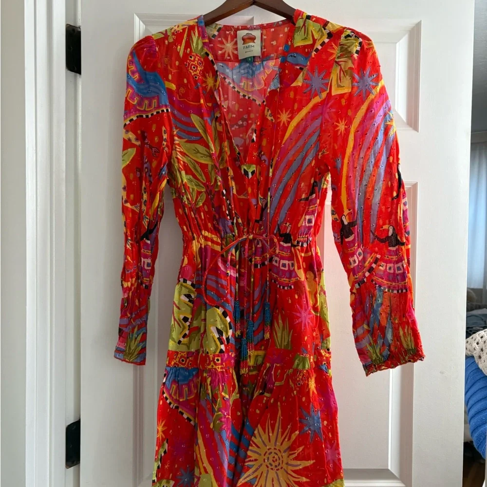 FARM Rio Red Multicolor Mini Dress - Picture 2 of 6